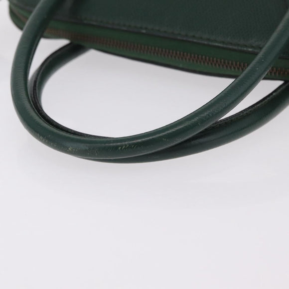 CELINE Hand Bag Leather 2way Green Gold Auth 206449A