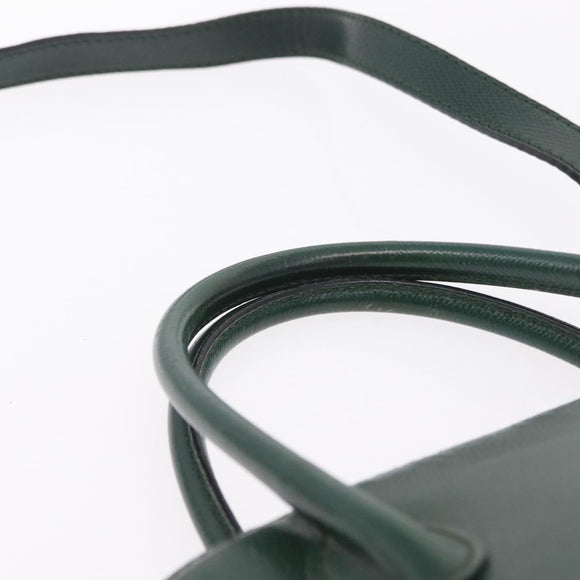 CELINE Hand Bag Leather 2way Green Gold Auth 206449A