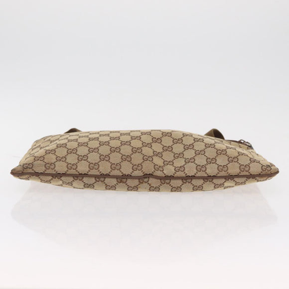 GUCCI GG Canvas Shoulder Bag Beige Silver 90477 Auth 206451