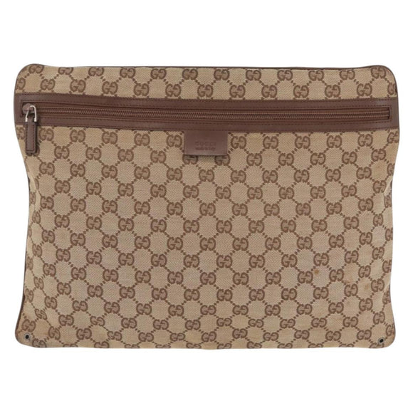 GUCCI GG Canvas Shoulder Bag Beige Silver 90477 Auth 206451
