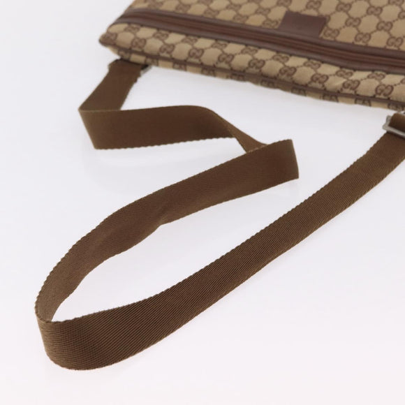 GUCCI GG Canvas Shoulder Bag Beige Silver 90477 Auth 206451