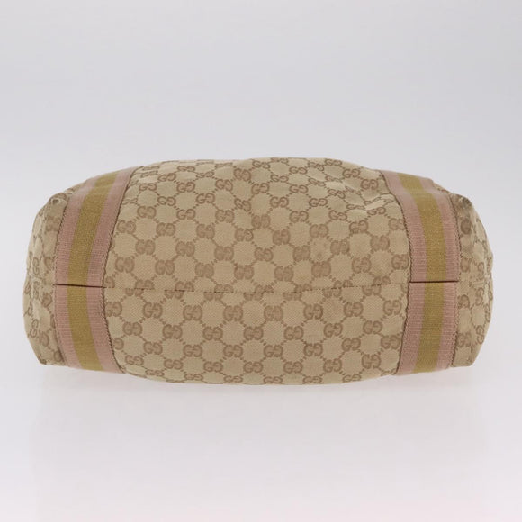 GUCCI GG Canvas Sherry Line Tote Bag Beige 189669 Auth 206454