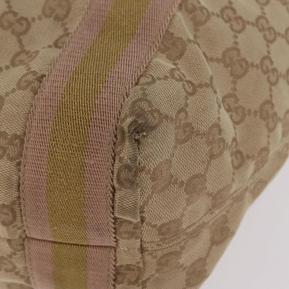 GUCCI GG Canvas Sherry Line Tote Bag Beige 189669 Auth 206454