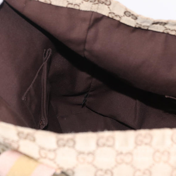 GUCCI GG Canvas Sherry Line Tote Bag Beige 189669 Auth 206454