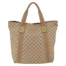 GUCCI GG Canvas Sherry Line Tote Bag Beige 189669 Auth 206454-2