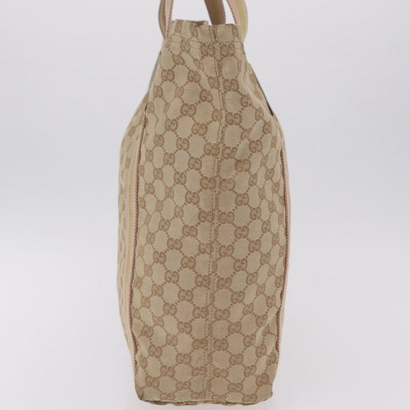 GUCCI GG Canvas Sherry Line Tote Bag Beige 189669 Auth 206454