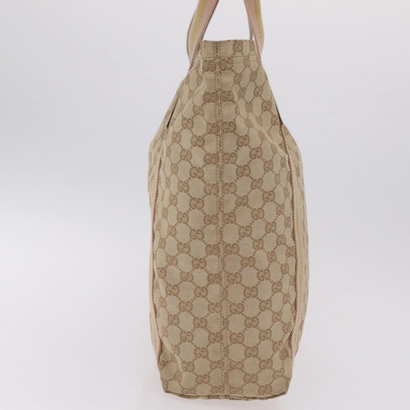 GUCCI GG Canvas Sherry Line Tote Bag Beige 189669 Auth 206454