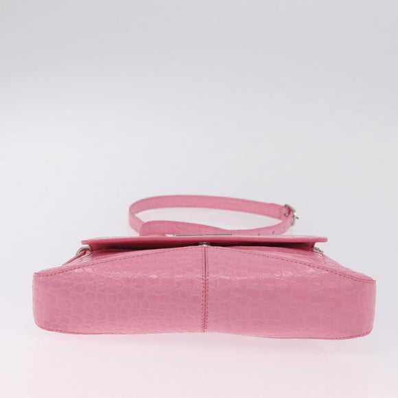 Balenciaga Croco Embossed XX Small Flap Bag Bag Leather Pink 695645 Auth 206457M