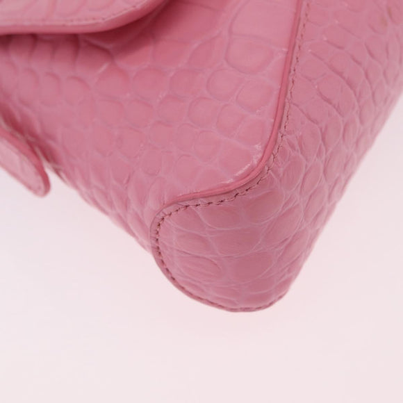 Balenciaga Croco Embossed XX Small Flap Bag Bag Leather Pink 695645 Auth 206457M