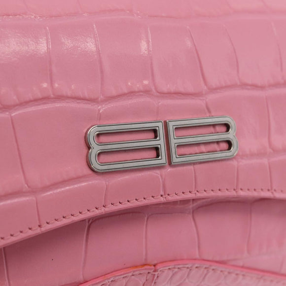 Balenciaga Croco Embossed XX Small Flap Bag Bag Leather Pink 695645 Auth 206457M