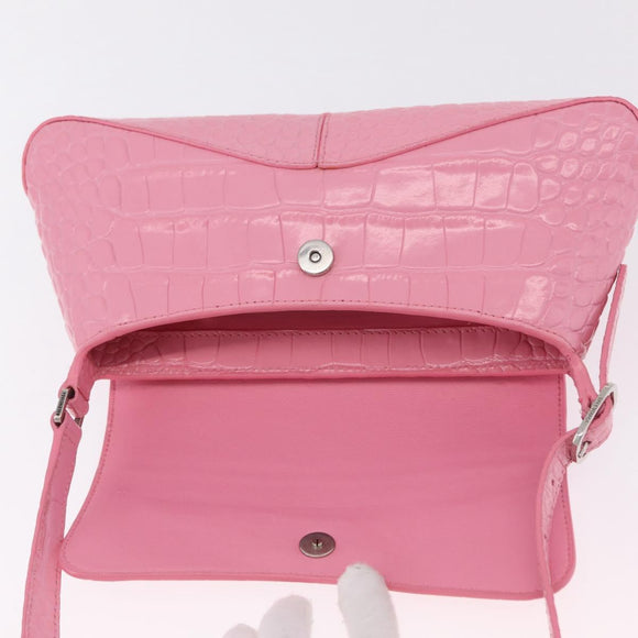 Balenciaga Croco Embossed XX Small Flap Bag Bag Leather Pink 695645 Auth 206457M