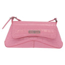 Balenciaga Croco Embossed XX Small Flap Bag Bag Leather Pink 695645 Auth 206457M-13