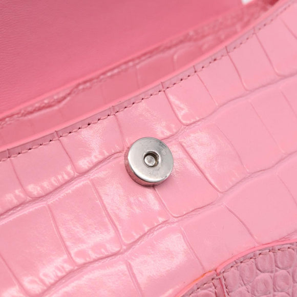 Balenciaga Croco Embossed XX Small Flap Bag Bag Leather Pink 695645 Auth 206457M