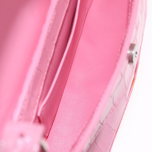 Balenciaga Croco Embossed XX Small Flap Bag Bag Leather Pink 695645 Auth 206457M
