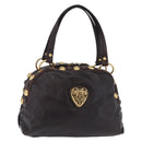 GUCCI Histeria Hand Bag Leather Black Gold 209600 Auth 206458-1