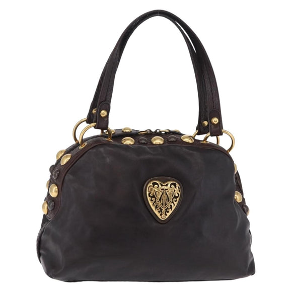 GUCCI Histeria Hand Bag Leather Black Gold 209600 Auth 206458