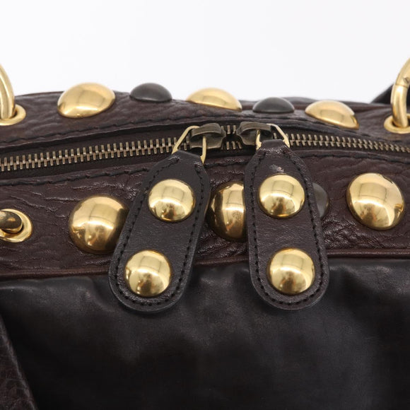 GUCCI Histeria Hand Bag Leather Black Gold 209600 Auth 206458