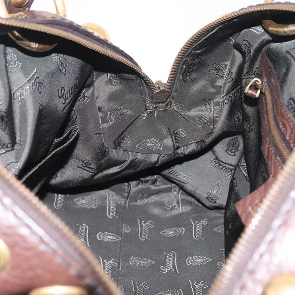 GUCCI Histeria Hand Bag Leather Black Gold 209600 Auth 206458