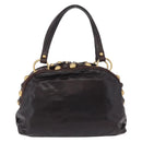 GUCCI Histeria Hand Bag Leather Black Gold 209600 Auth 206458-2