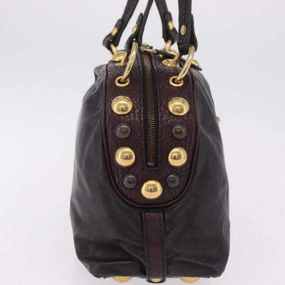 GUCCI Histeria Hand Bag Leather Black Gold 209600 Auth 206458