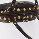 GUCCI Histeria Hand Bag Leather Black Gold 209600 Auth 206458-6