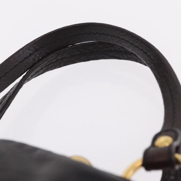 GUCCI Histeria Hand Bag Leather Black Gold 209600 Auth 206458