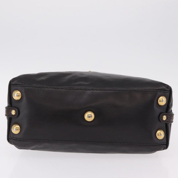 GUCCI Histeria Hand Bag Leather Black Gold 209600 Auth 206458