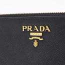 PRADA Long Wallet Safiano Leather Black Gold Auth 206459-17