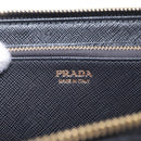 PRADA Long Wallet Safiano Leather Black Gold Auth 206459-18