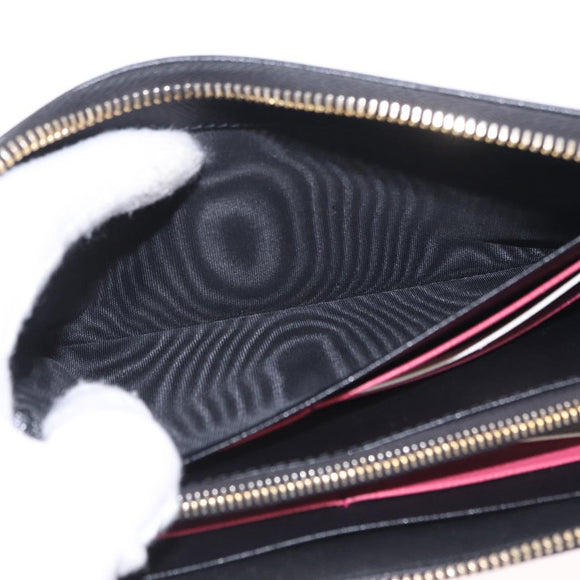 PRADA Long Wallet Safiano Leather Black Gold Auth 206459