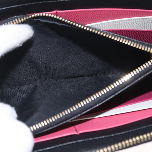 PRADA Long Wallet Safiano Leather Black Gold Auth 206459