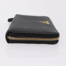 PRADA Long Wallet Safiano Leather Black Gold Auth 206459-3