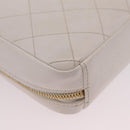 CHANEL Matelasse Chain Hand Bag Lamb Skin 2way White Gold CC Auth 206465M-17