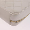 CHANEL Matelasse Chain Hand Bag Lamb Skin 2way White Gold CC Auth 206465M-18