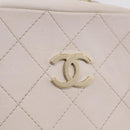 CHANEL Matelasse Chain Hand Bag Lamb Skin 2way White Gold CC Auth 206465M-19