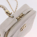CHANEL Matelasse Chain Hand Bag Lamb Skin 2way White Gold CC Auth 206465M-20