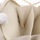 CHANEL Matelasse Chain Hand Bag Lamb Skin 2way White Gold CC Auth 206465M-25