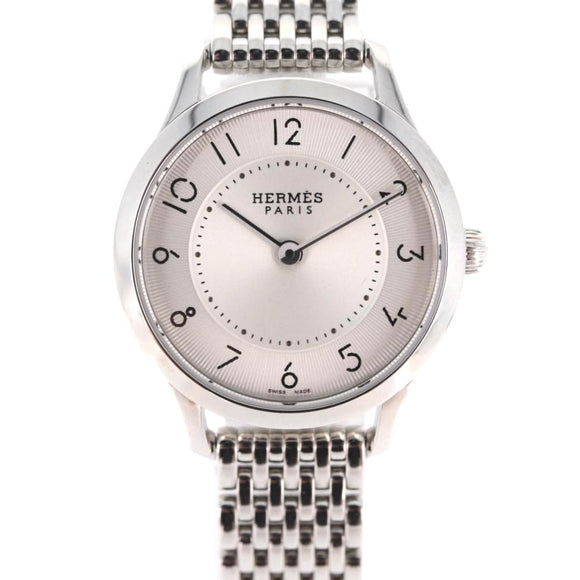 HERMES Slim Du Hermes Watches Stainless Steel Silver Auth 206466M