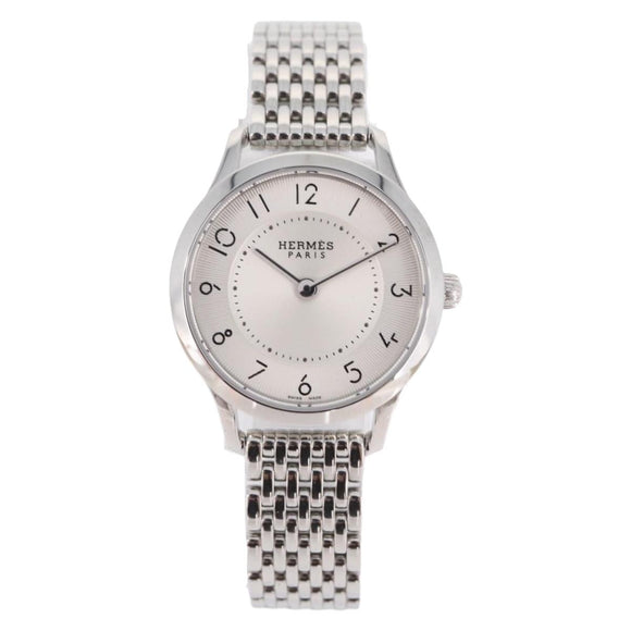 HERMES Slim Du Hermes Watches Stainless Steel Silver Auth 206466M