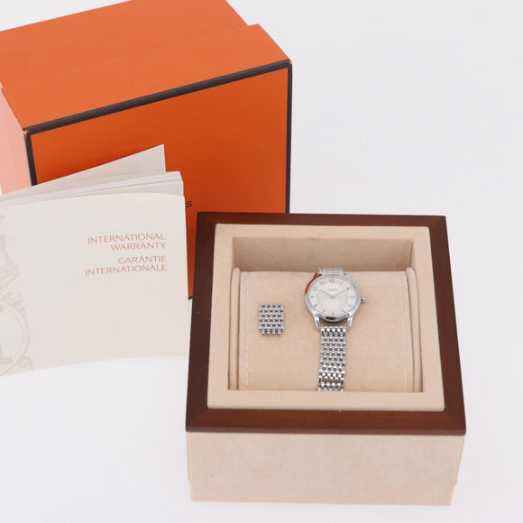HERMES Slim Du Hermes Watches Stainless Steel Silver Auth 206466M