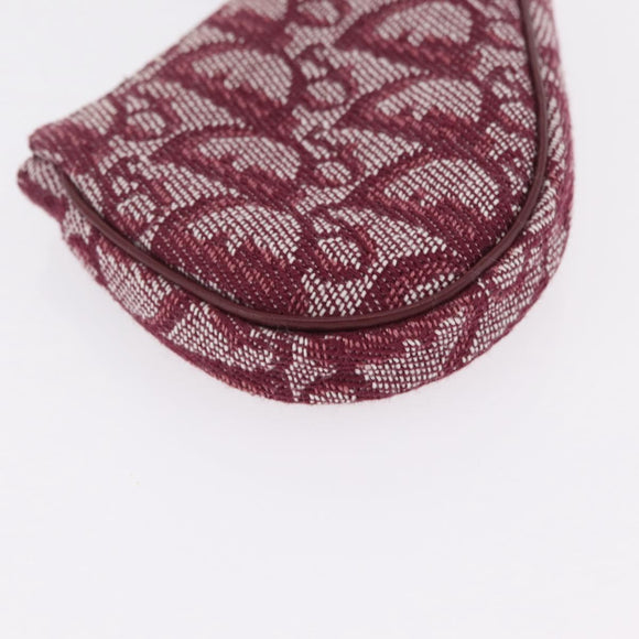 Christian Dior Trotter Canvas Saddle Coin Purse Red Gold Auth 206467M