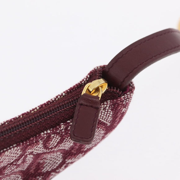 Christian Dior Trotter Canvas Saddle Coin Purse Red Gold Auth 206467M