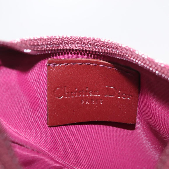 Christian Dior Trotter Canvas Saddle Coin Purse Red Gold Auth 206467M