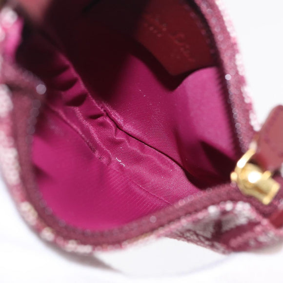 Christian Dior Trotter Canvas Saddle Coin Purse Red Gold Auth 206467M