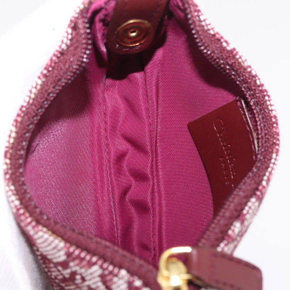 Christian Dior Trotter Canvas Saddle Coin Purse Red Gold Auth 206467M