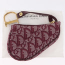 Christian Dior Trotter Canvas Saddle Coin Purse Red Gold Auth 206467M-22