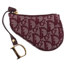 Christian Dior Trotter Canvas Saddle Coin Purse Red Gold Auth 206467M-13