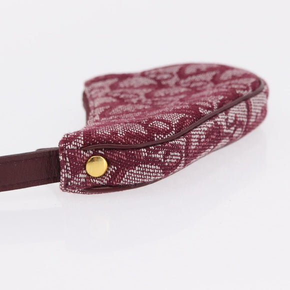 Christian Dior Trotter Canvas Saddle Coin Purse Red Gold Auth 206467M