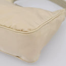 PRADA Hand Pouch Hand Bag Nylon Beige Silver Auth 206468A-9