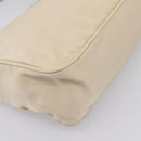 PRADA Hand Pouch Hand Bag Nylon Beige Silver Auth 206468A-14